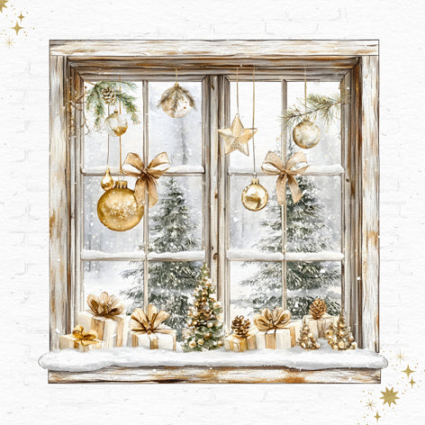 Tiflair Festive Gold Window Scene Napkins 3ply