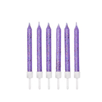 Glitter Candles Lilac with Holders