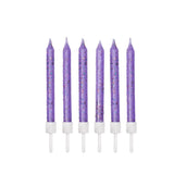 Glitter Candles Lilac with Holders