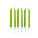 Glitter Candles Lime Green with Holders