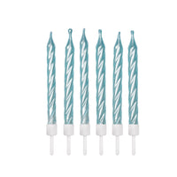 Pearlescent Candles Blue with Holders