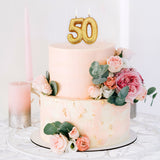 Age 50 Glitter Numeral Moulded Pick Candle Gold