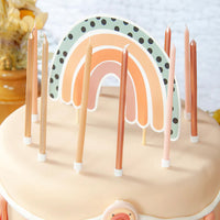 Extra Tall Neutral Metallic Mix Cake Candles with Holders