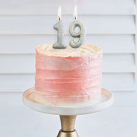 Age 9 Glitter Numeral Moulded Pick Candle Silver