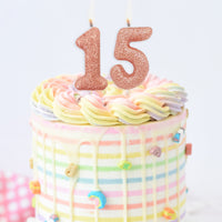 Age 5 Glitter Numeral Moulded Pick Candle Rose Gold