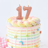 Age 7 Glitter Numeral Moulded Pick Candle Rose Gold