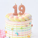 Age 9 Glitter Numeral Moulded Pick Candle Rose Gold