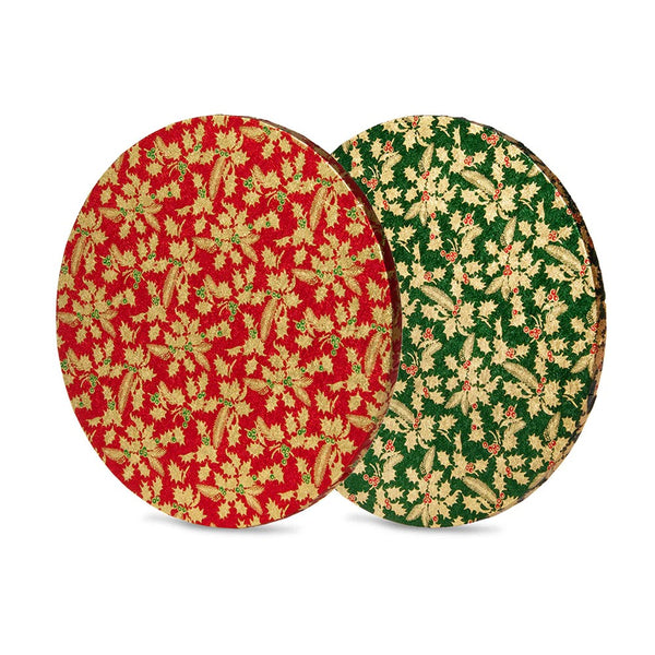 Individually Wrapped Assorted Holly Print Round Drums Assortment 10in