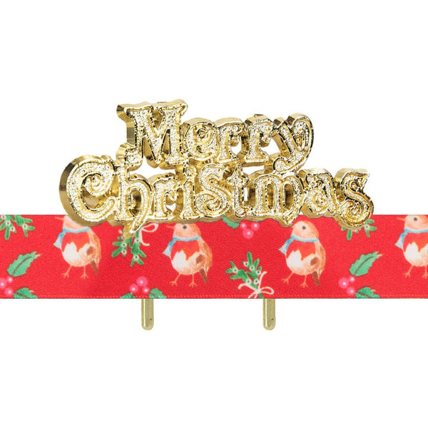 Sweet Christmas Robin Ribbon and Motto Kit Gold