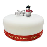 Icons of Christmas Snowman Resin Cake Topper & Silver Merry Christmas Motto