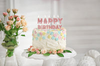 Happy Birthday Pick Candles Rose Gold Glitter