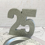 Number 25 Glitter Table Decoration Silver