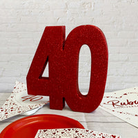 Number 40 Glitter Table Decoration Ruby
