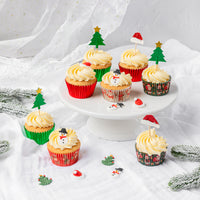 Glitter Christmas Tree Cupcake Toppers Green