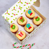 Holly Cupcake Box for 6 Cupcakes
