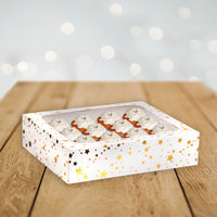Gold Star Cupcake Box for 12 Cupcakes Foil