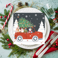 Tiflair Red Christmas Car Lunch Napkins 3 ply