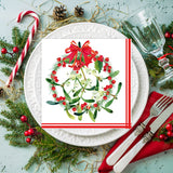 Tiflair Mistletoe and Berries Wreath Lunch Napkins 3 ply