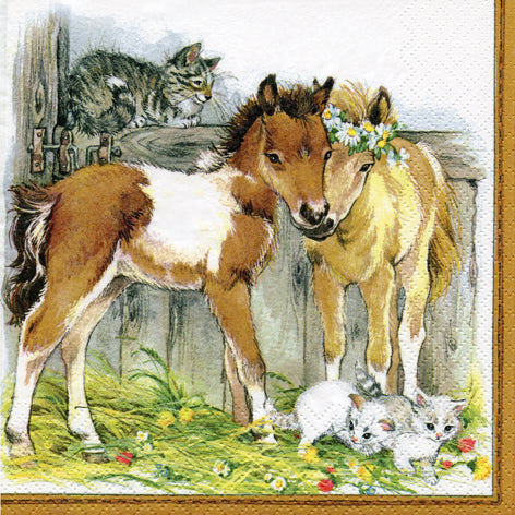 Tiflair Kitten & Foals In Stable Lunch Napkins 3 ply