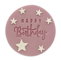 Pink Star Happy Birthday Sugar Plaque