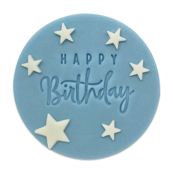 Blue Star Happy Birthday Sugar Plaque