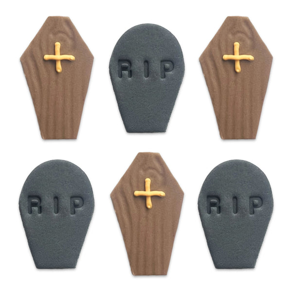 Ghoulish Graveyard Coffins & Tombstones Sugar Toppers
