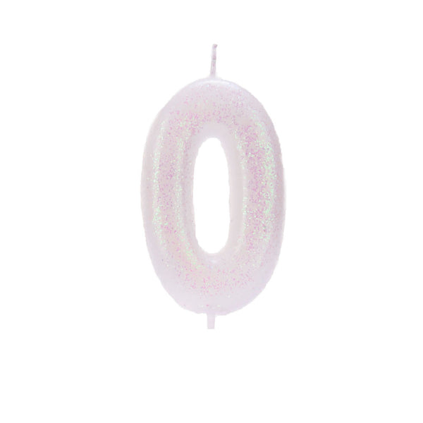 Age 0 Glitter Numeral Moulded Pick Candle Iridescent