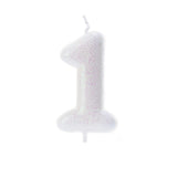 Age 1 Glitter Numeral Moulded Pick Candle Iridescent