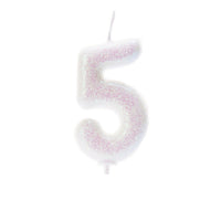 Age 5 Glitter Numeral Moulded Pick Candle Iridescent