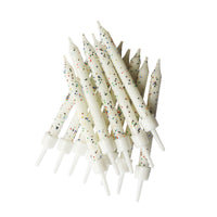 Glitter Candles White with Holders