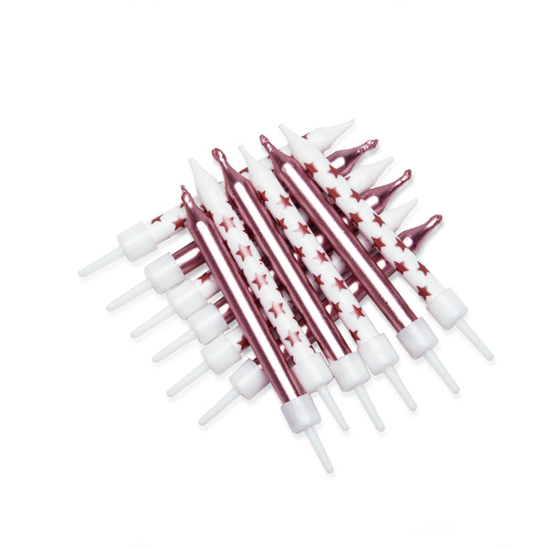 Metallic Star Mix Candles Rose Gold with Holders