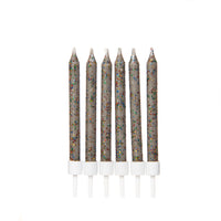 Glitter Candles Grey with Holders