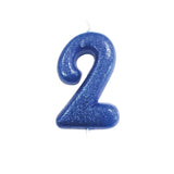 Age 2 Glitter Numeral Moulded Pick Candle Blue