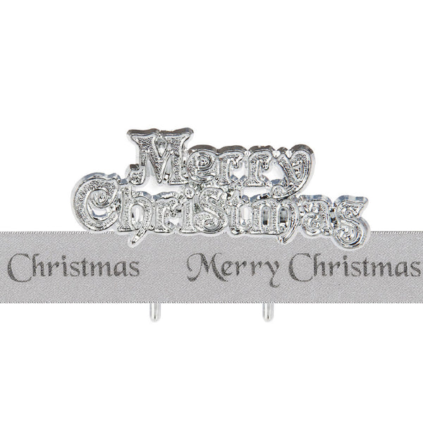 Merry Christmas Ribbon & Motto Kit Silver