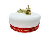 Gold Small Tree Resin Cake Topper & Gold Merry Christmas Motto Luxury Boxed