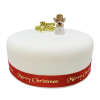Nativity Angel Resin Cake Topper & Gold Merry Christmas Motto
