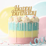 Glitter Happy Birthday Cake Topper Gold