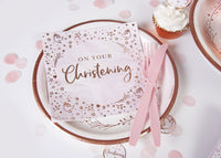 Pink On Your Christening Lunch Napkins 3 ply Foil Stamped