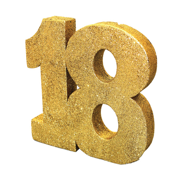 Number 18 Glitter Table Decoration Gold