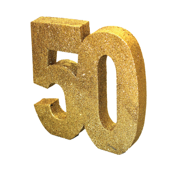 Number 50 Glitter Table Decoration Gold