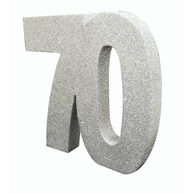 Number 70 Glitter Table Decoration Silver – Anniversary House