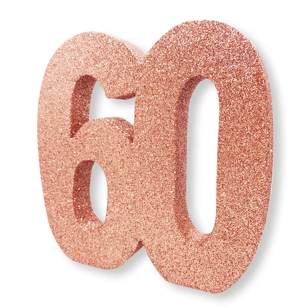 Number 60 Glitter Table Decoration Rose Gold
