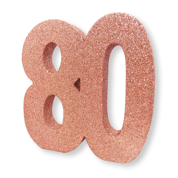Number 80 Glitter Table Decoration Rose Gold