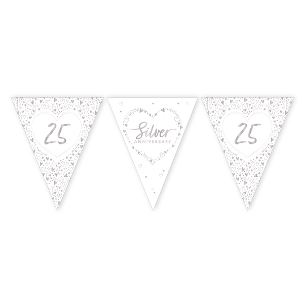Silver Anniversary Paper Flag Bunting Foil Stamped