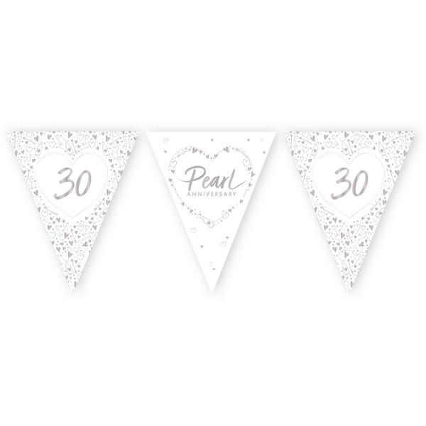 Pearl Anniversary Paper Flag Bunting Foil Stamped