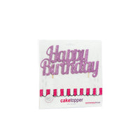 Glitter Happy Birthday Cake Topper Pink