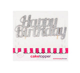 Glitter Happy Birthday Cake Topper Silver