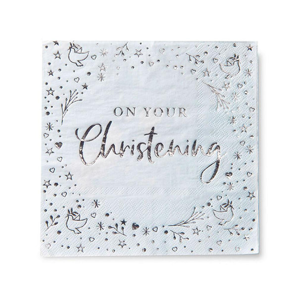 Blue On Your Christening Lunch Napkins 3 ply Foil Stamped