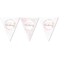 Pink On Your Christening Paper Flag Bunting Foil Stamped