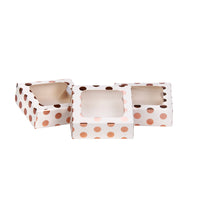 Rose Gold Polka Dot Small Square Treat Boxes with Window Foil